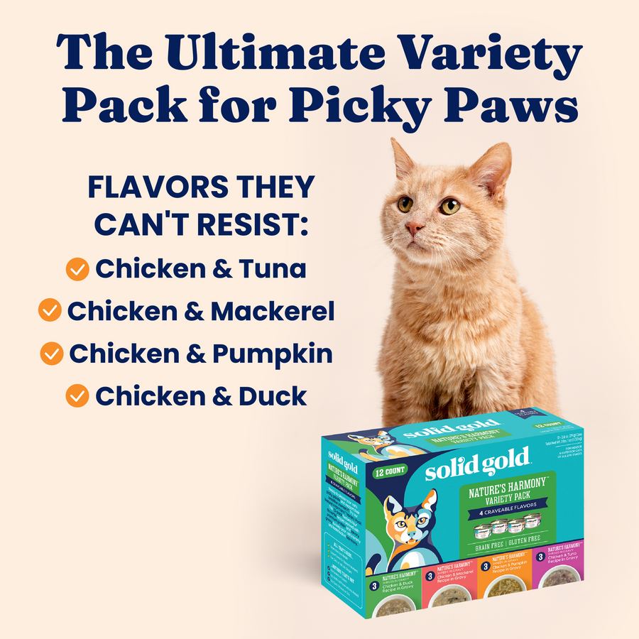 Nature's Harmony Canned Cat Food Variety Pack - Real Chicken Wet Food Shreds - Grain & Gluten Free, Supports Sensitive Stomach