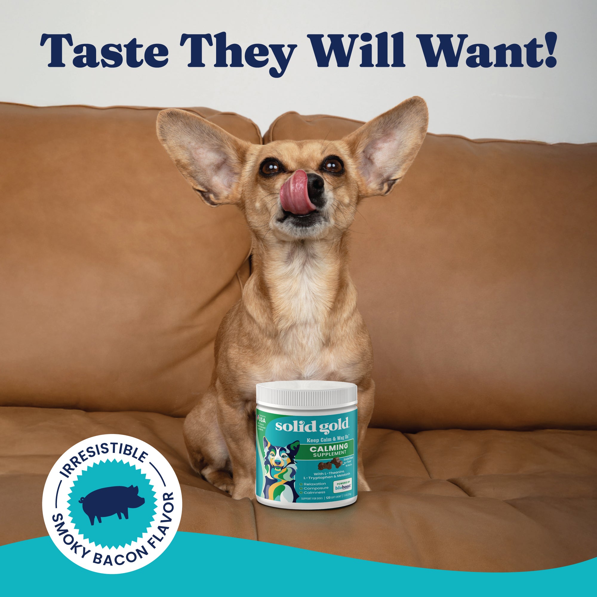 Keep Calm and Wag On™ Calming Bacon Chews for Dogs