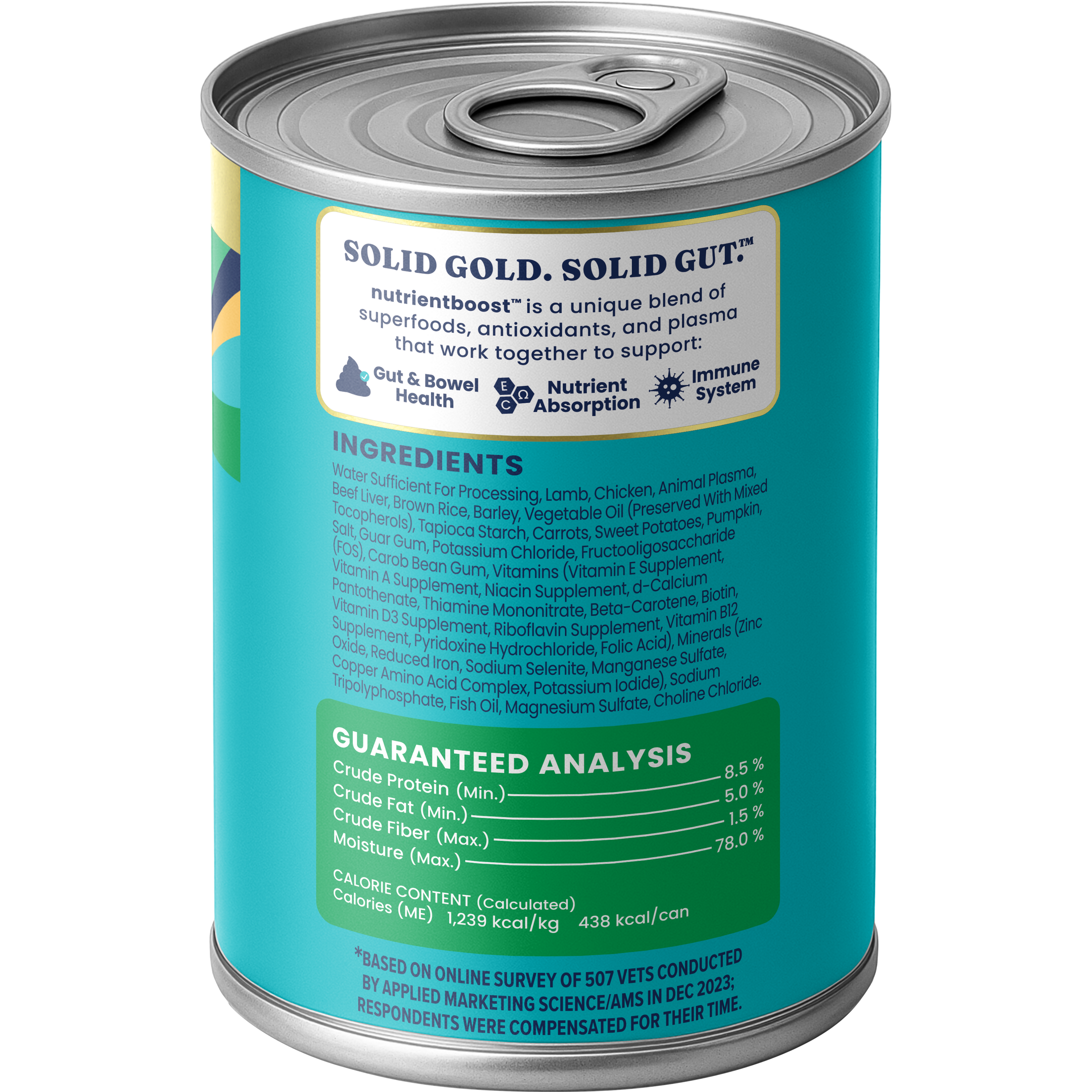 Can of Hund-N-Flocken™ Lamb Wet Food for Adult Dogs with ingredient and guaranteed analysis information on the label.