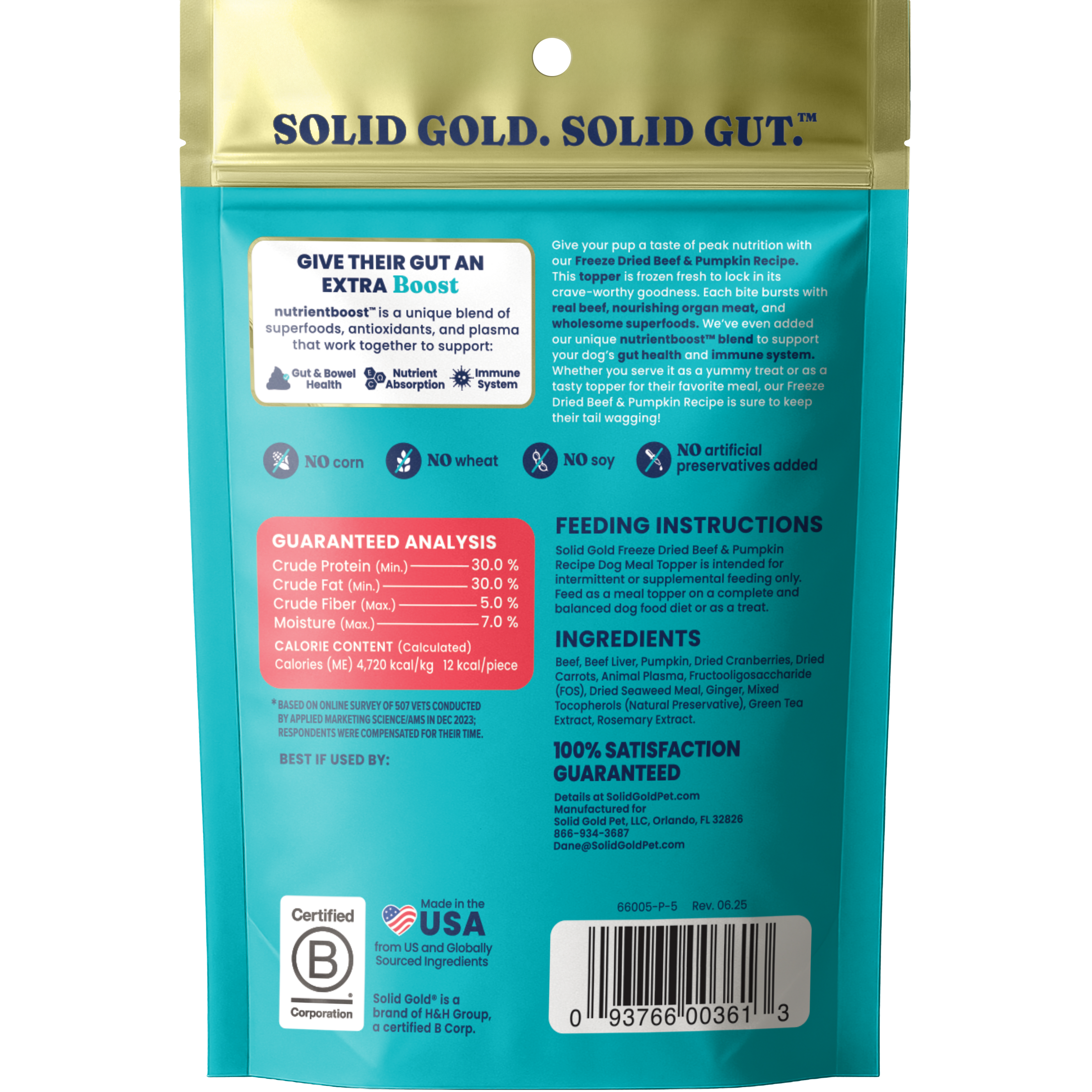 Nutrientboost™ Freeze Dried Raw Beef & Pumkin Meal Topper for Dogs