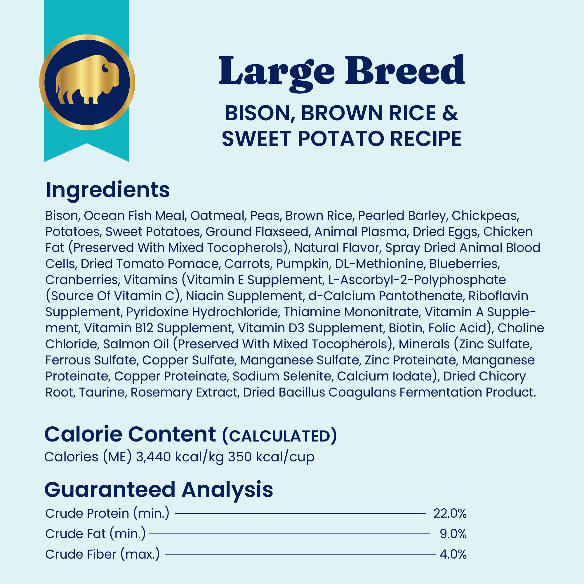 Nutrientboost™ Wolf King™ dry food for large breed dogs, featuring bison, brown rice, and sweet potato ingredients.