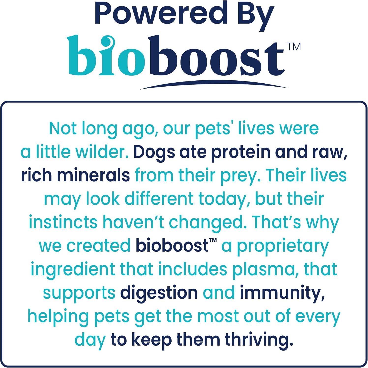 Text describing the benefits of bioboost™ for dogs, focusing on digestion and immunity support.