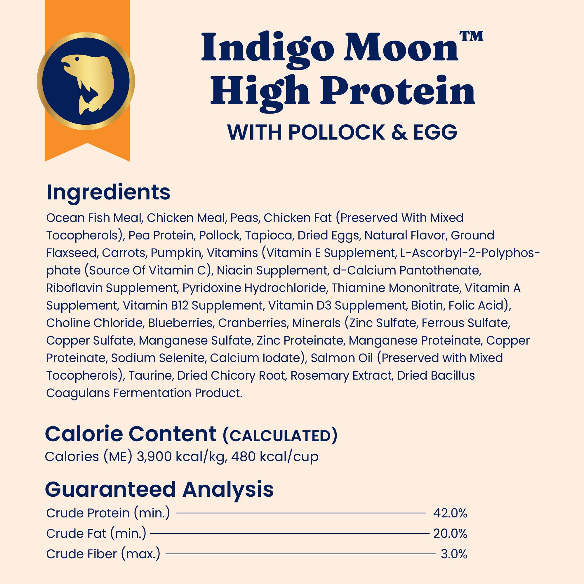 Dry cat food featuring Alaskan pollock, chicken meal, and various vitamins and minerals for balanced nutrition.